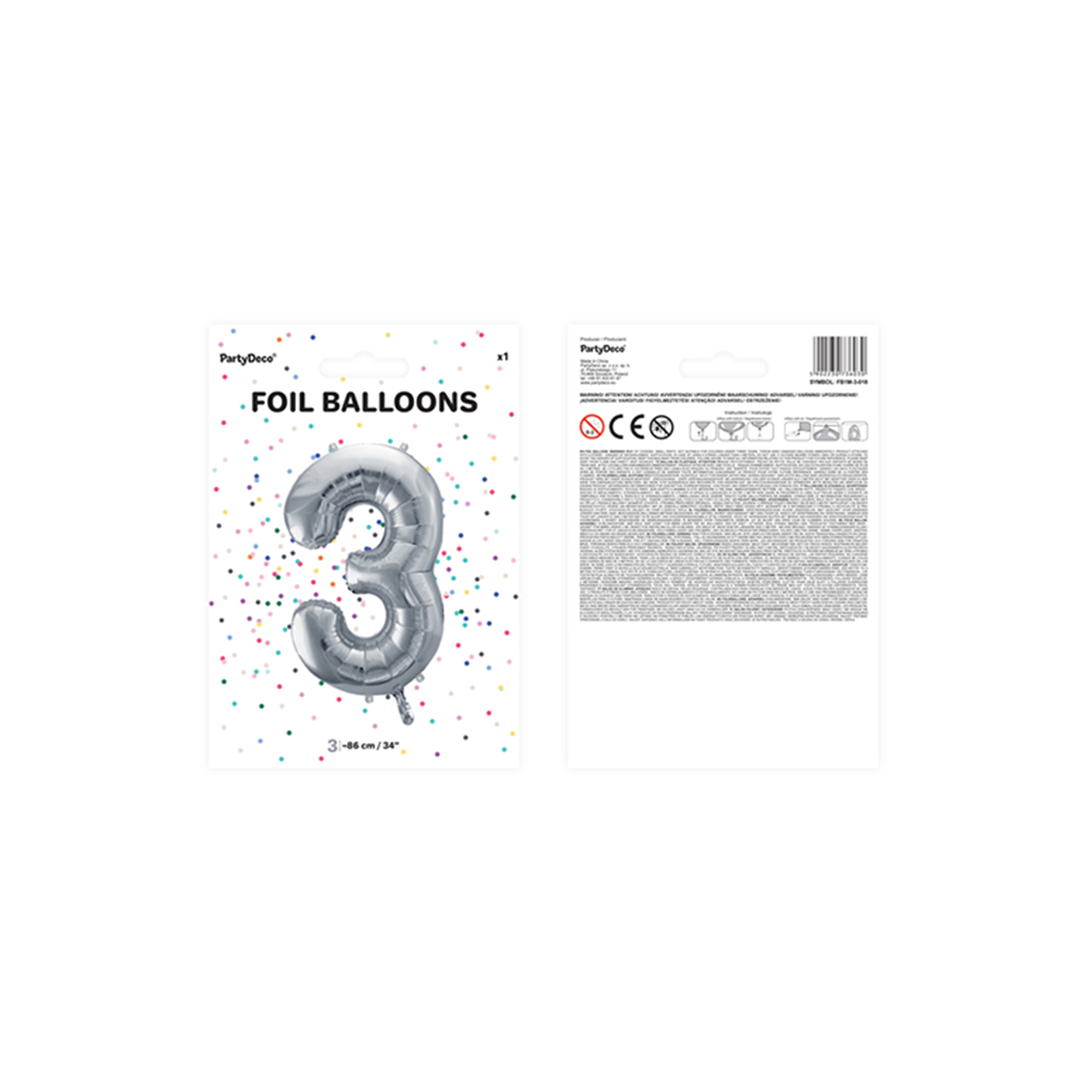 Vorschau: 1 Ballon XXL - Zahl 3 - Silber