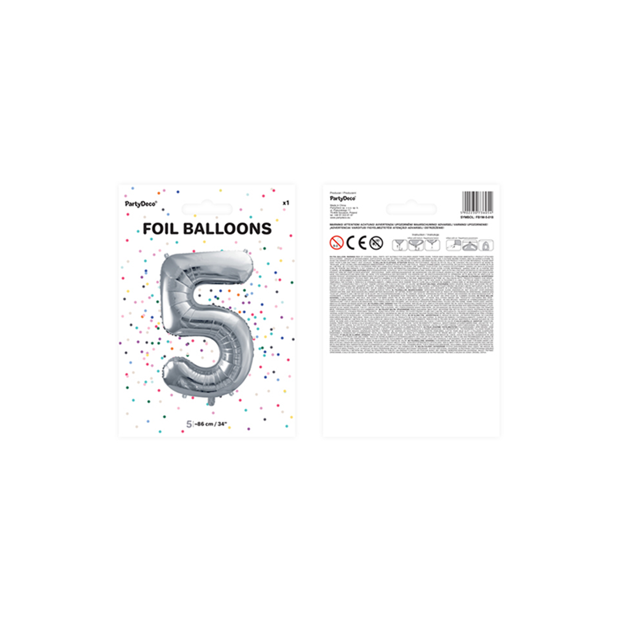 Vorschau: 1 Ballon XXL - Zahl 5 - Silber