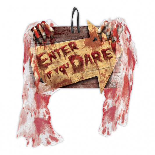 Enter If You Dare Creepy Carnevil MDF hanging sign