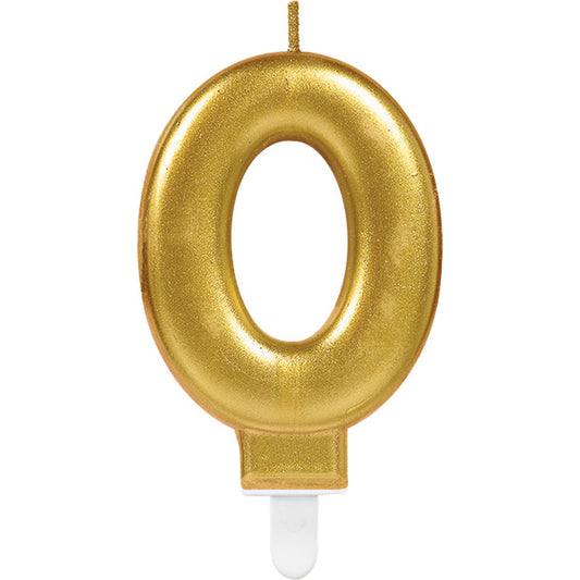 Number candle 0 Sparkling Celebrations Gold