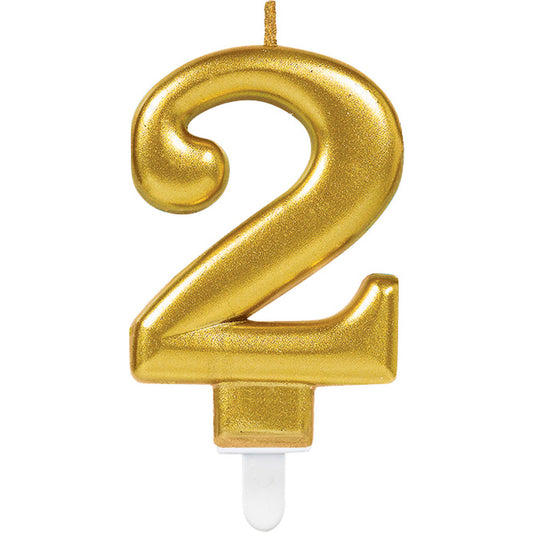 Number candle 2 Sparkling Celebrations Gold