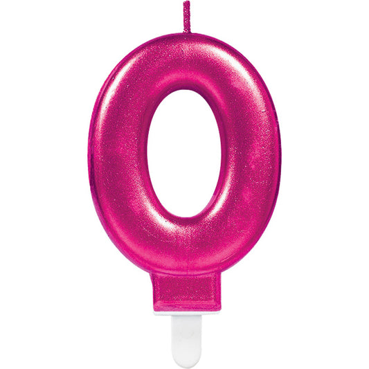 Number candle 0 Sparkling Celebrations Pink