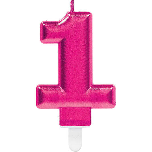 Number candle 1 Sparkling Celebrations Pink