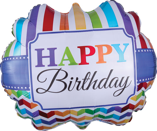 Happy Birthday Bright Stripe & Chevron