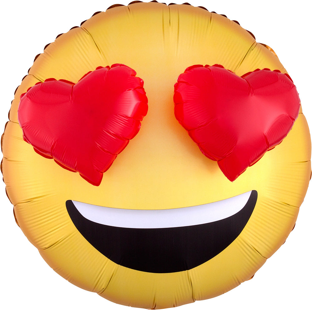 Multi-balloon 3D emoticon with little heart eyes