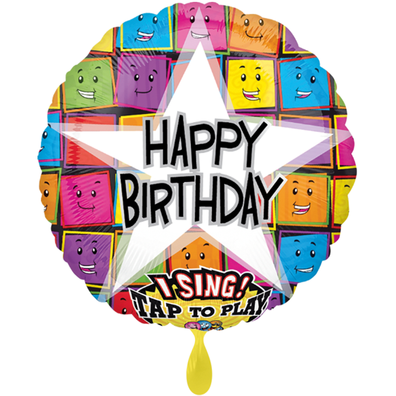Vorschau: 1 Musikballon - Happy Birthday Faces