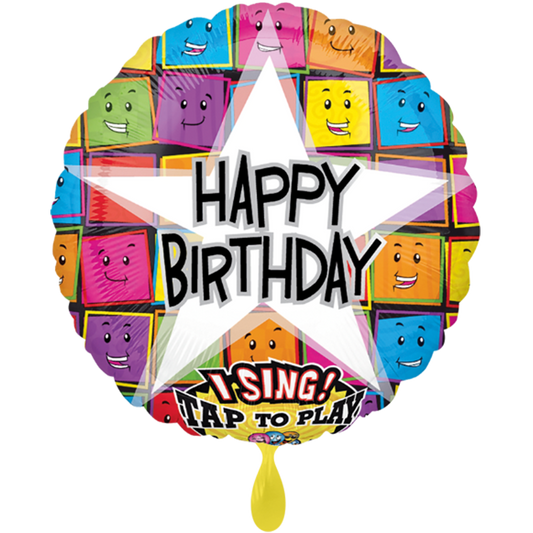 Vorschau: 1 Musikballon - Happy Birthday Faces
