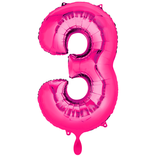 Vorschau: 1 Ballon XXL - Zahl 3 - Pink