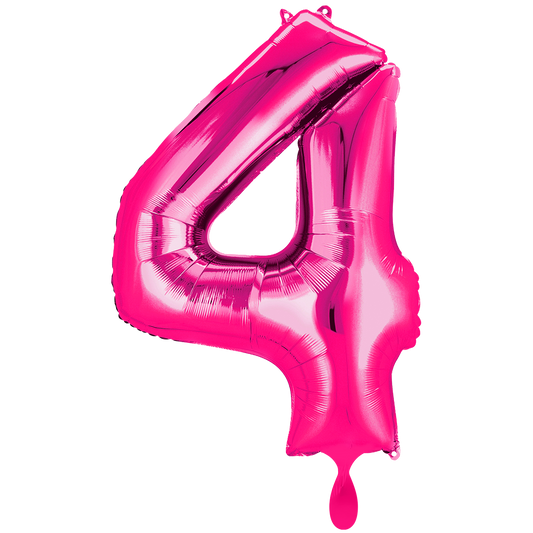 Vorschau: 1 Ballon XXL - Zahl 4 - Pink