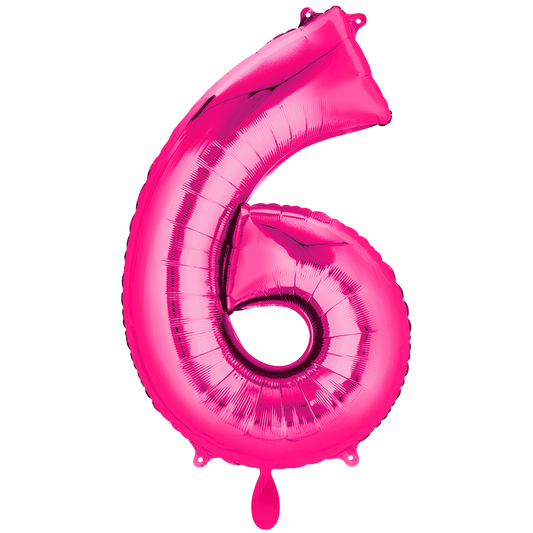 Vorschau: 1 Ballon XXL - Zahl 6 - Pink