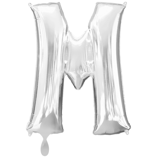 Vorschau: 1 Ballon XXL - Buchstabe M - Silber