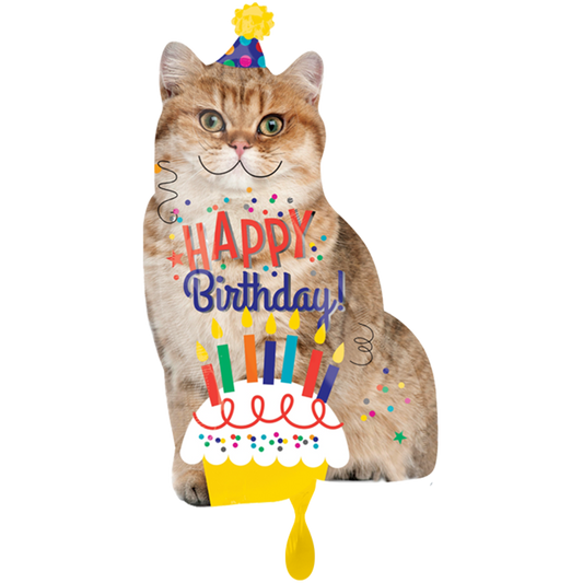 Vorschau: 1 Ballon XXL - Happy Birthday Cat