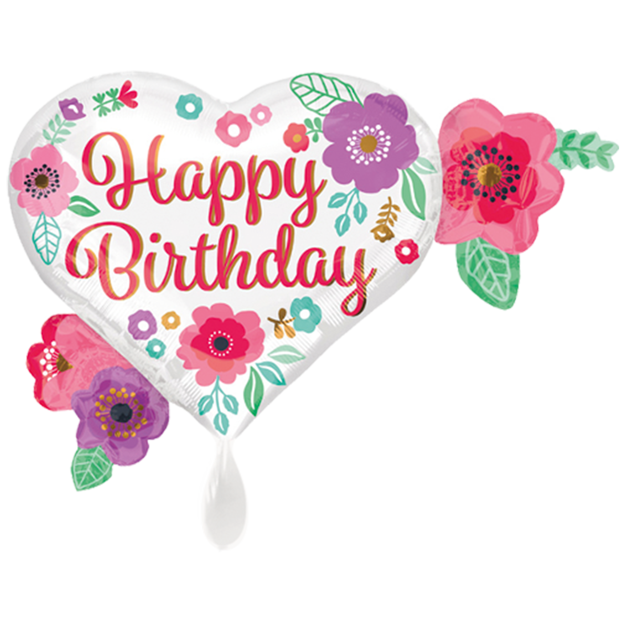 Vorschau: 1 Ballon XXL - Happy Birthday Floral Print