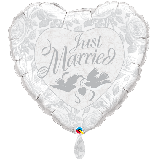 Vorschau: 1 Ballon XXL - Just Married Pearl White & Silver