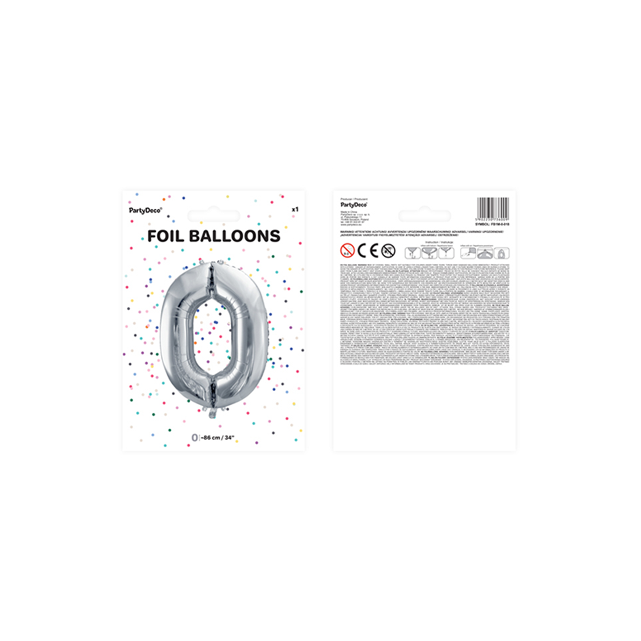 Vorschau: 1 Ballon XXL - Zahl 0 - Silber
