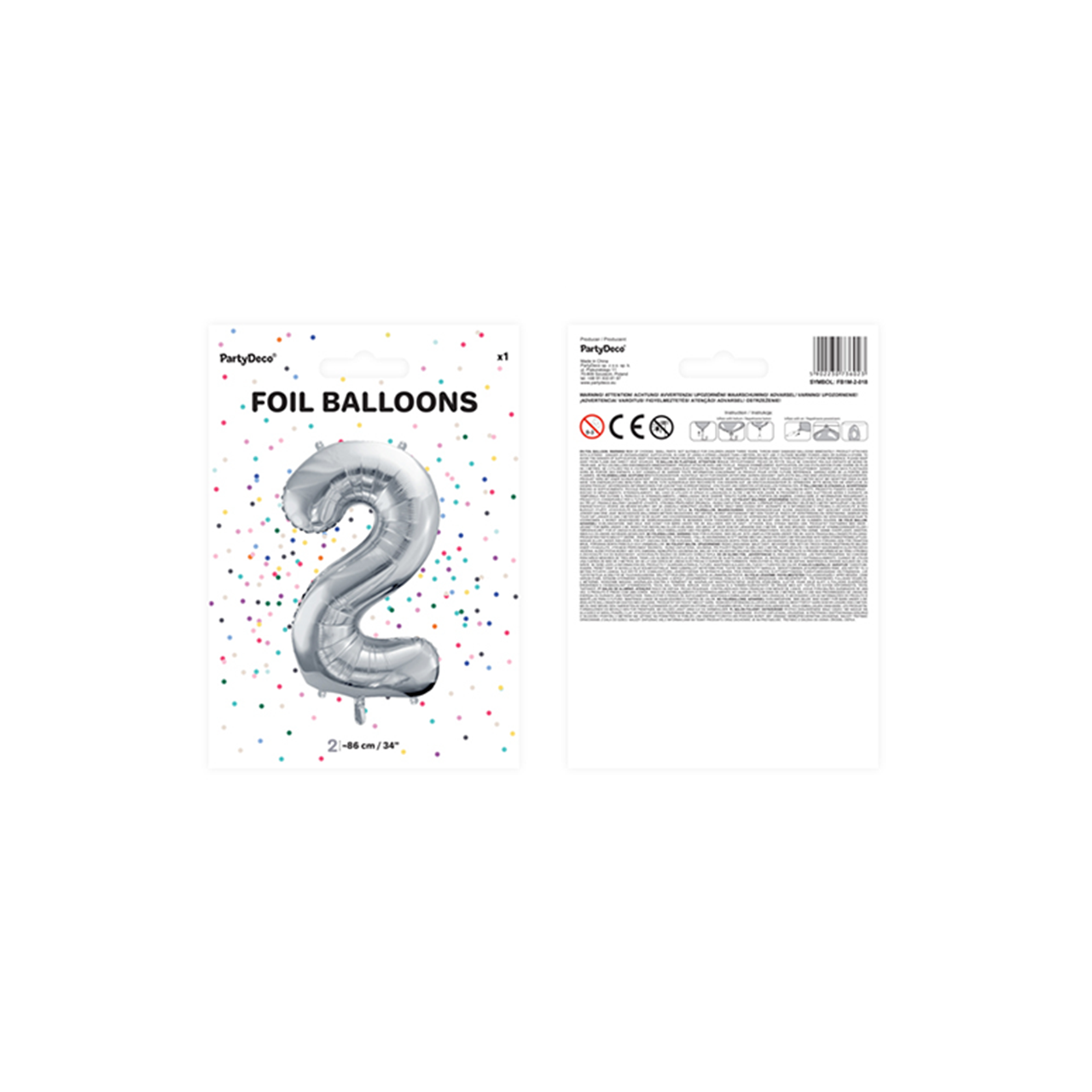 Vorschau: 1 Ballon XXL - Zahl 2 - Silber