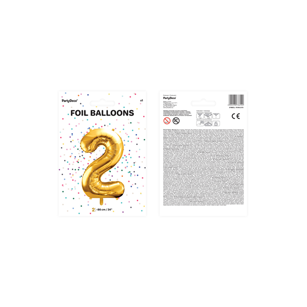 Vorschau: 1 Ballon XXL - Zahl 2 - Gold