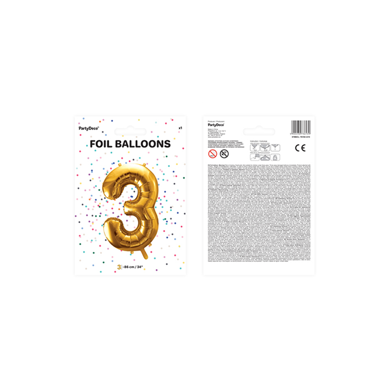 Vorschau: 1 Ballon XXL - Zahl 3 - Gold