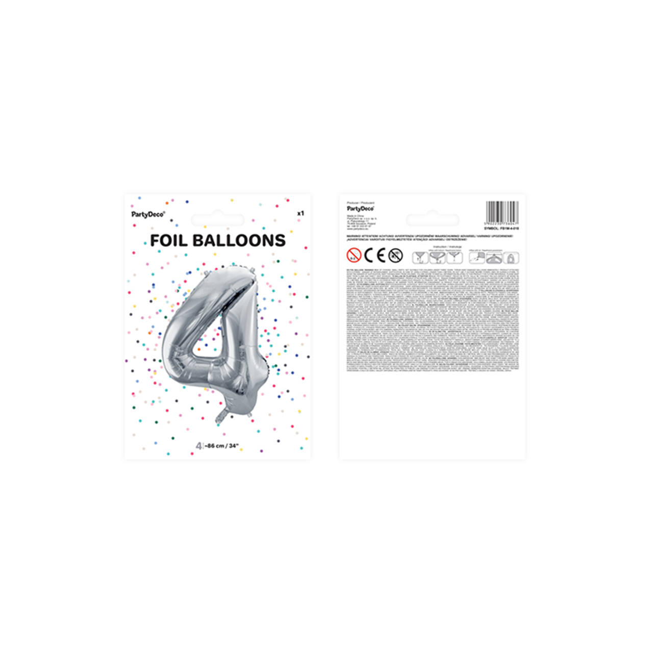 Vorschau: 1 Ballon XXL - Zahl 4 - Silber