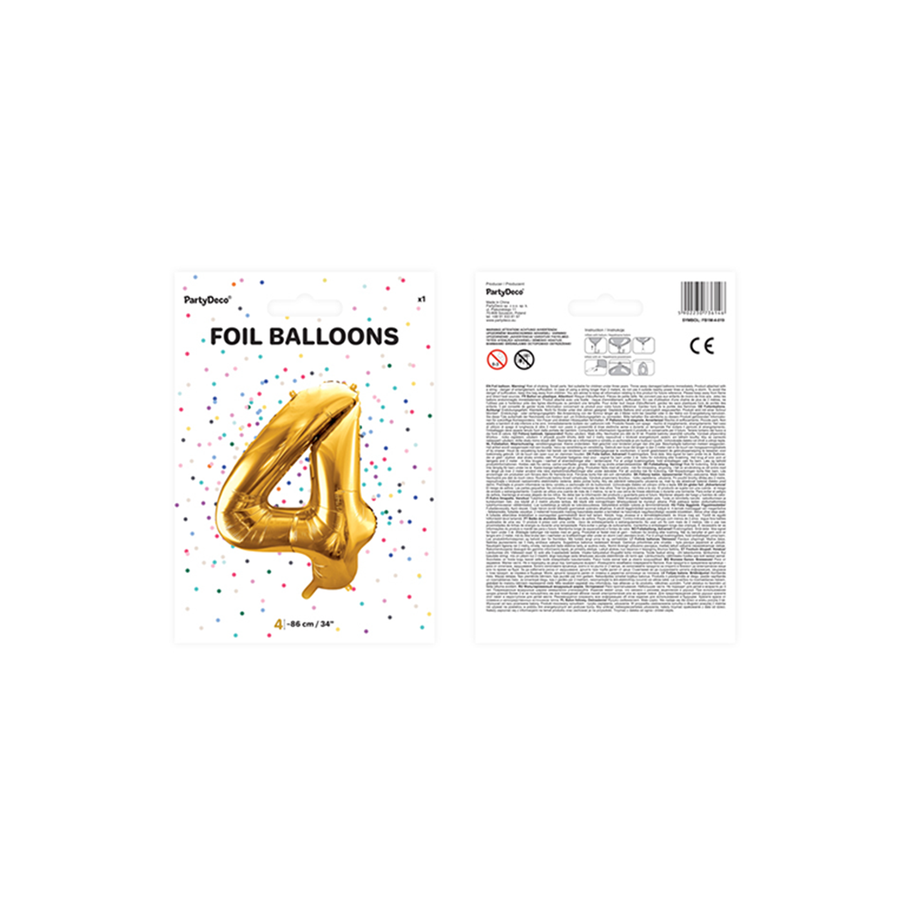 Vorschau: 1 Ballon XXL - Zahl 4 - Gold