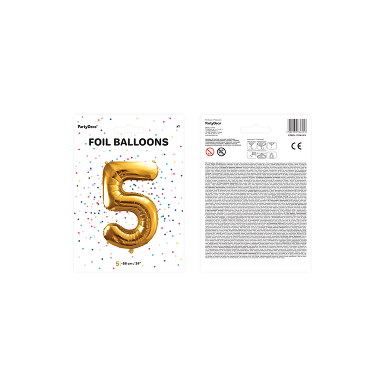 Vorschau: 1 Ballon XXL - Zahl 5 - Gold