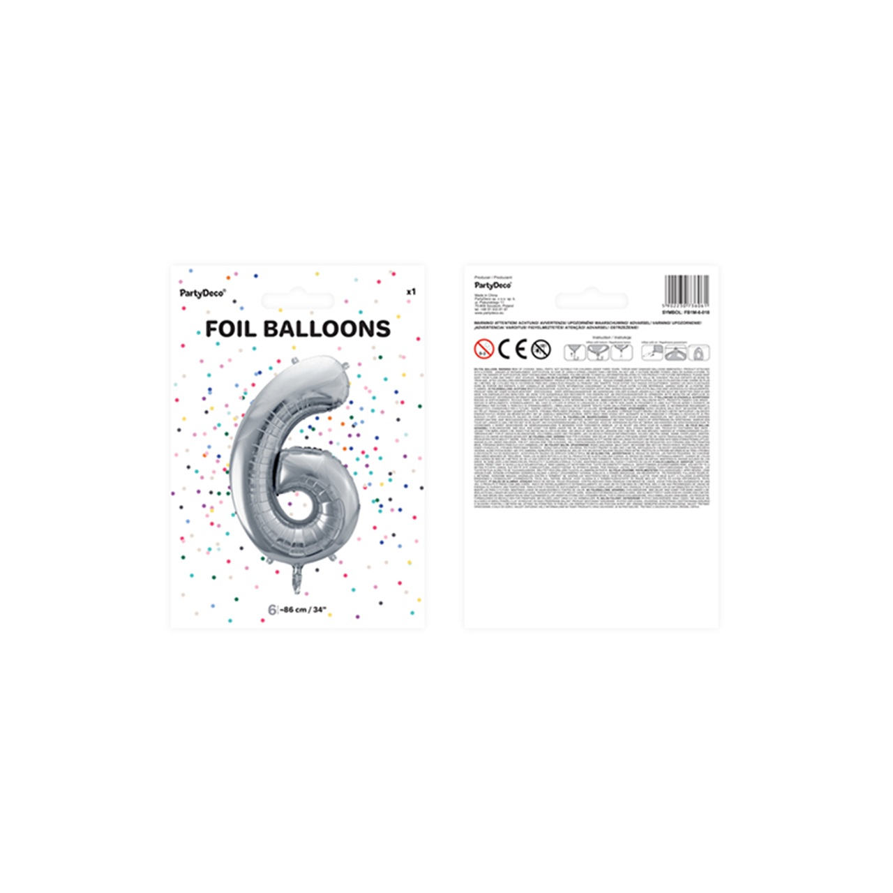 Vorschau: 1 Ballon XXL - Zahl 6 - Silber
