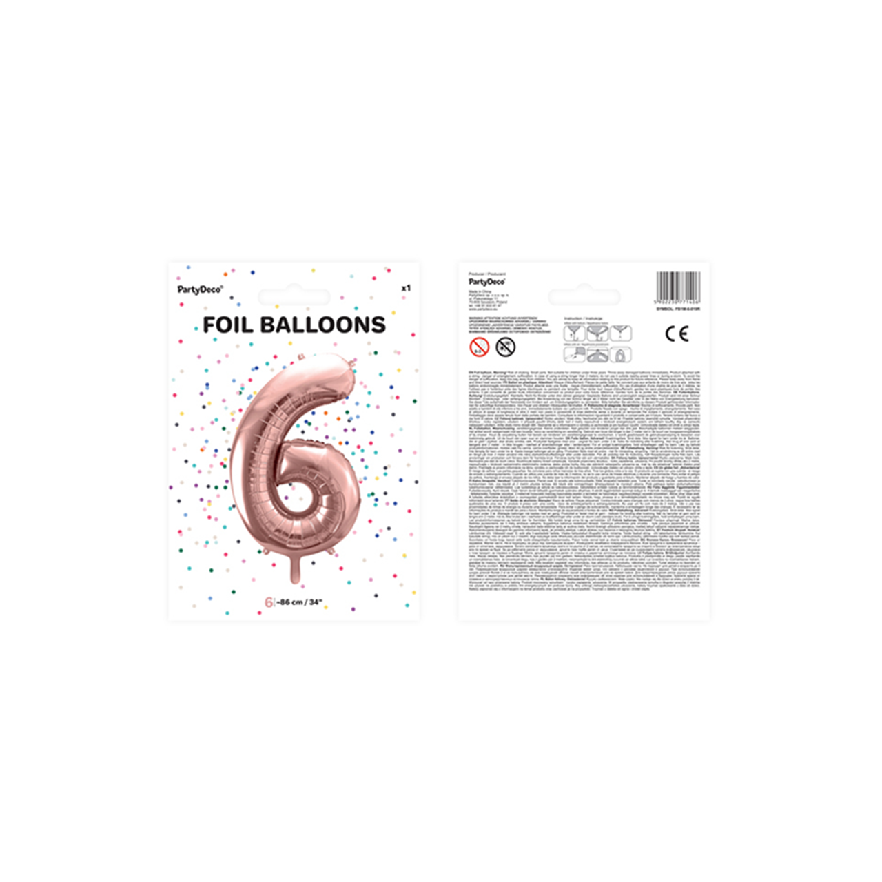 Vorschau: 1 Ballon XXL - Zahl 6 - Rosegold