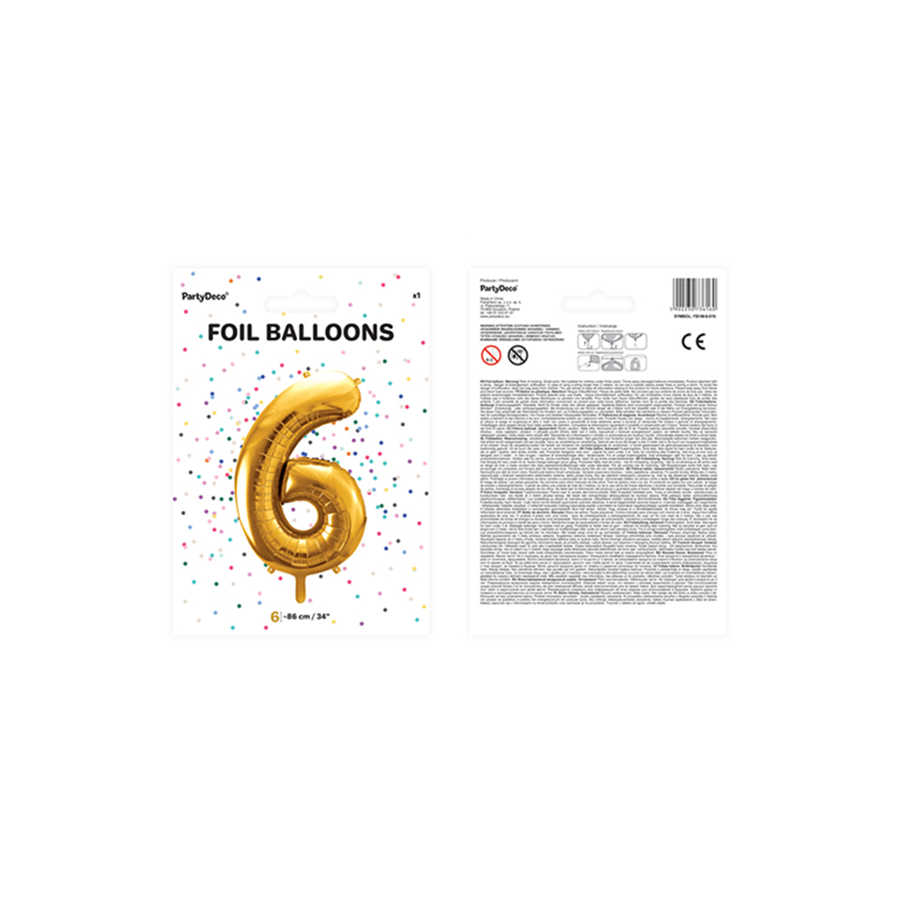 Vorschau: 1 Ballon XXL - Zahl 6 - Gold