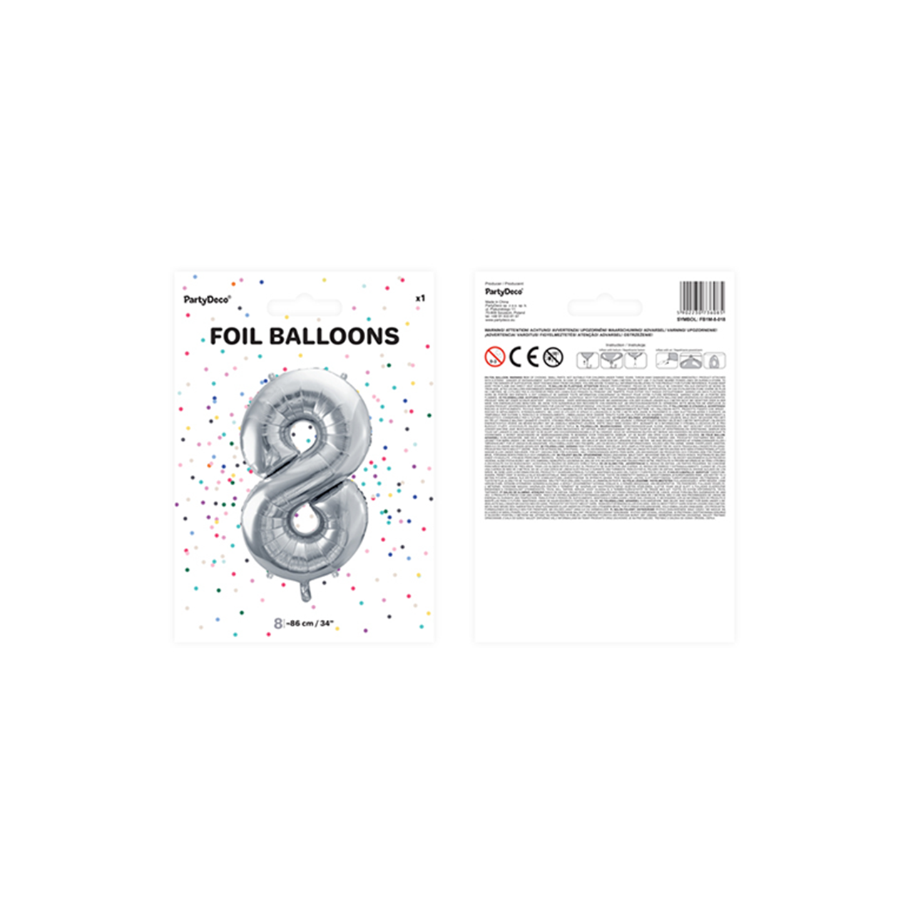 Vorschau: 1 Ballon XXL - Zahl 8 - Silber