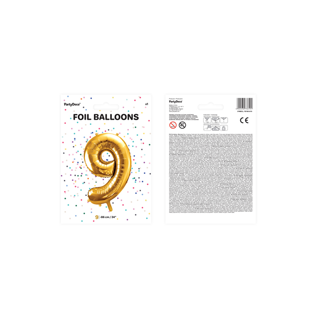 Vorschau: 1 Ballon XXL - Zahl 9 - Gold
