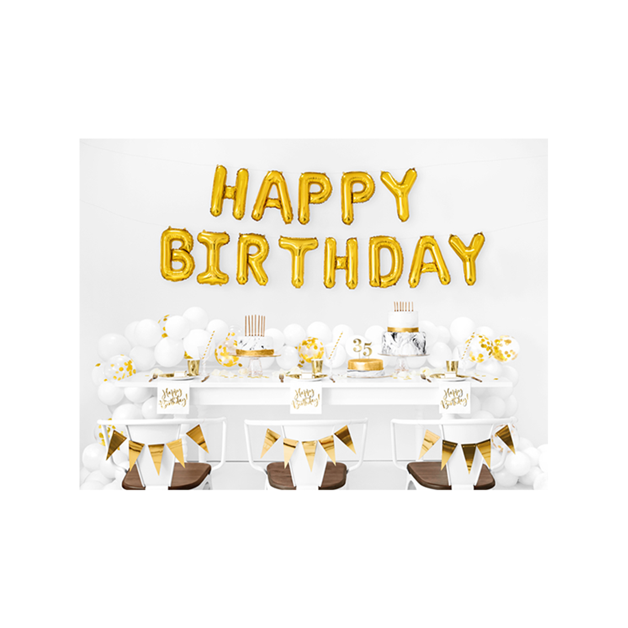 Vorschau: 1 Ballon - Schriftzug - Happy Birthday - Gold