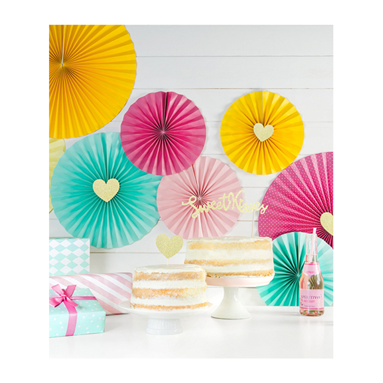 Vorschau: 6 Cake Topper - Glitter Hearts Gold