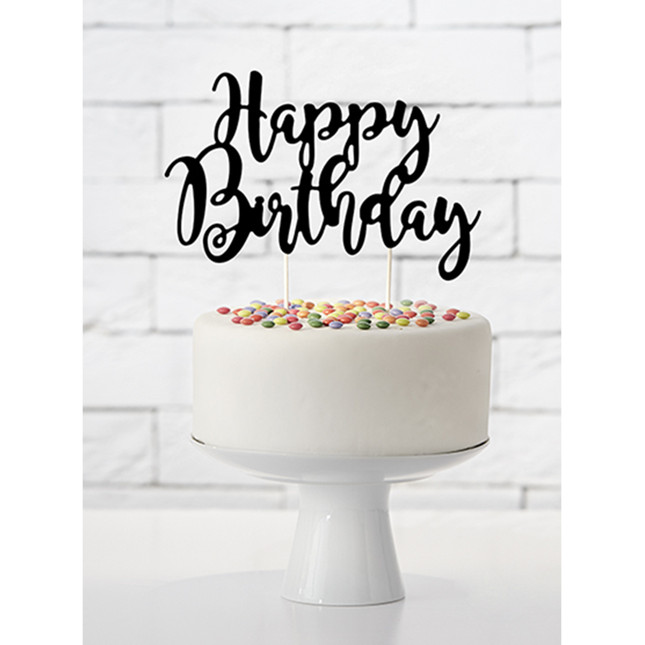 Vorschau: 1 Cake Topper - Happy Birthday - Schwarz