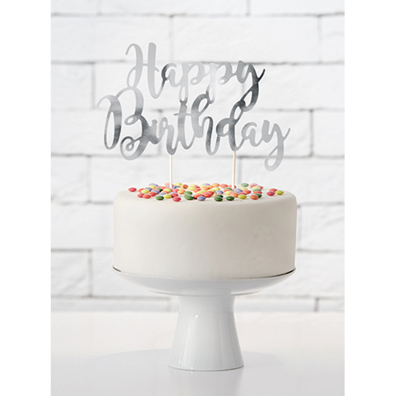 Vorschau: 1 Cake Topper - Happy Birthday - Silber