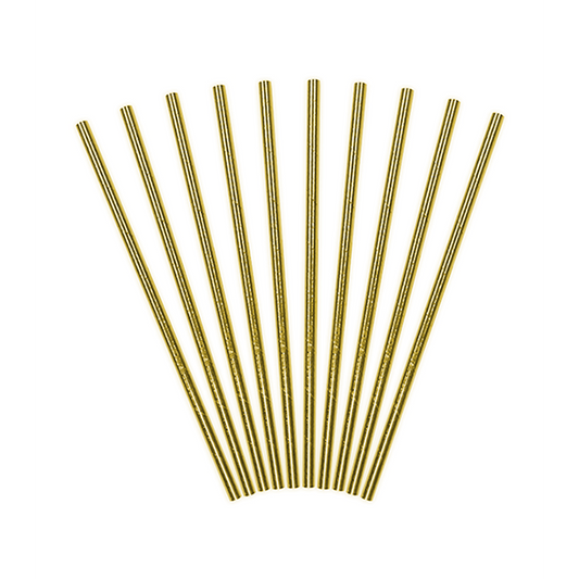 Vorschau: 10 Papierstrohhalme - Gold